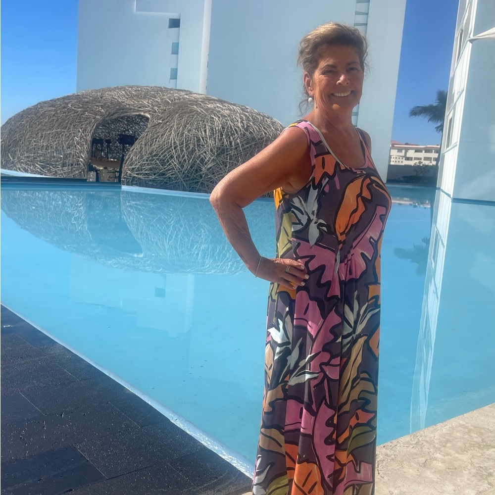 Soft Surroundings Multicolor Leaf Pattern Midi Su… - image 5